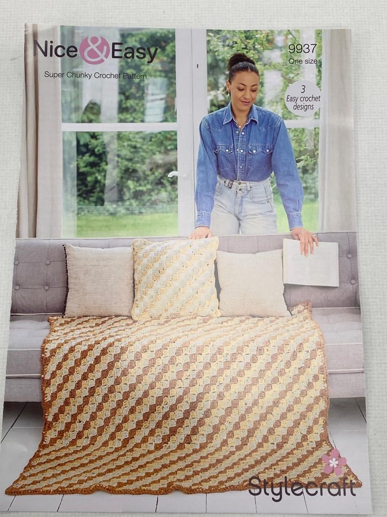 Crochet Blankets & Cushion in Pattern Special XL & Special XL Tweed (3 easy designs)