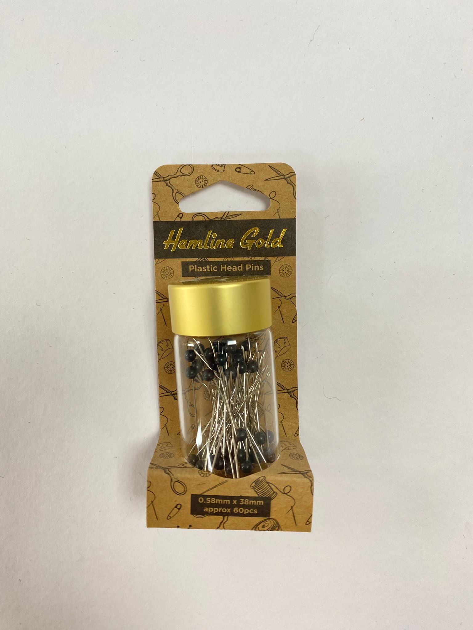 Hemline Gold Plastic Head Pins