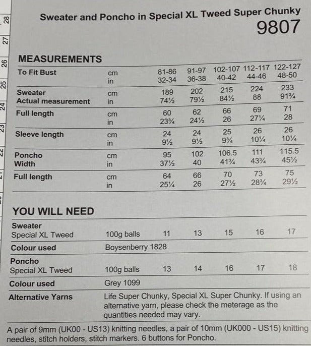 Sweater & Poncho in Special XL Tweed Super Chunky (2 designs)