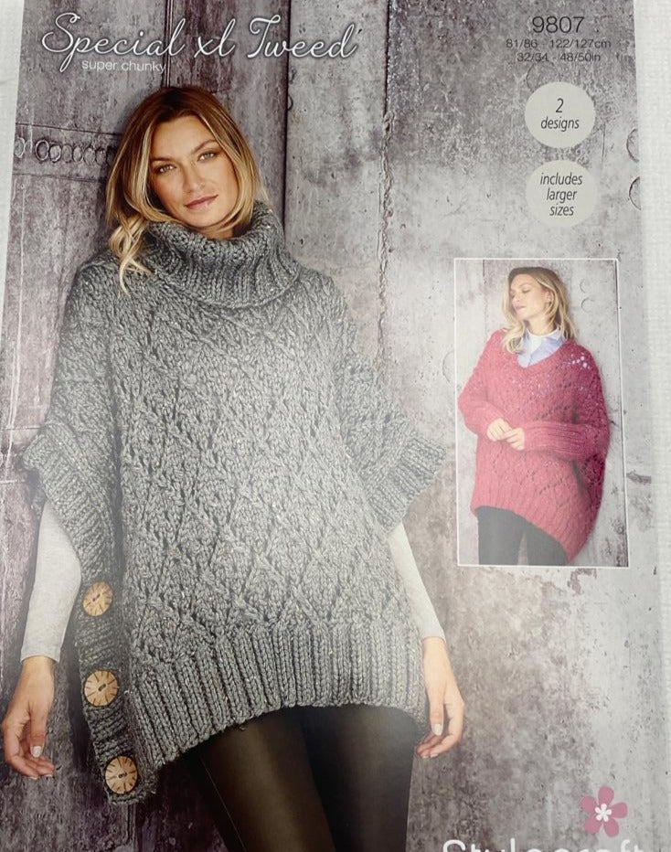 Sweater & Poncho in Special XL Tweed Super Chunky (2 designs)
