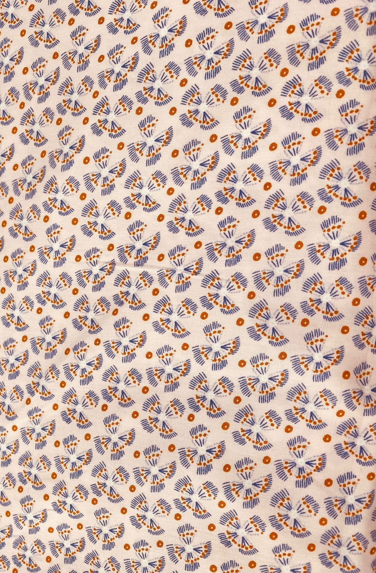 Light Pink Viscose with a Blue Print