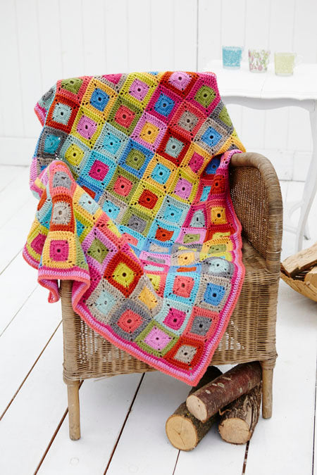 Stylecraft Life Double Knitting Square in a Square Crochet Throw Pattern (one size)
