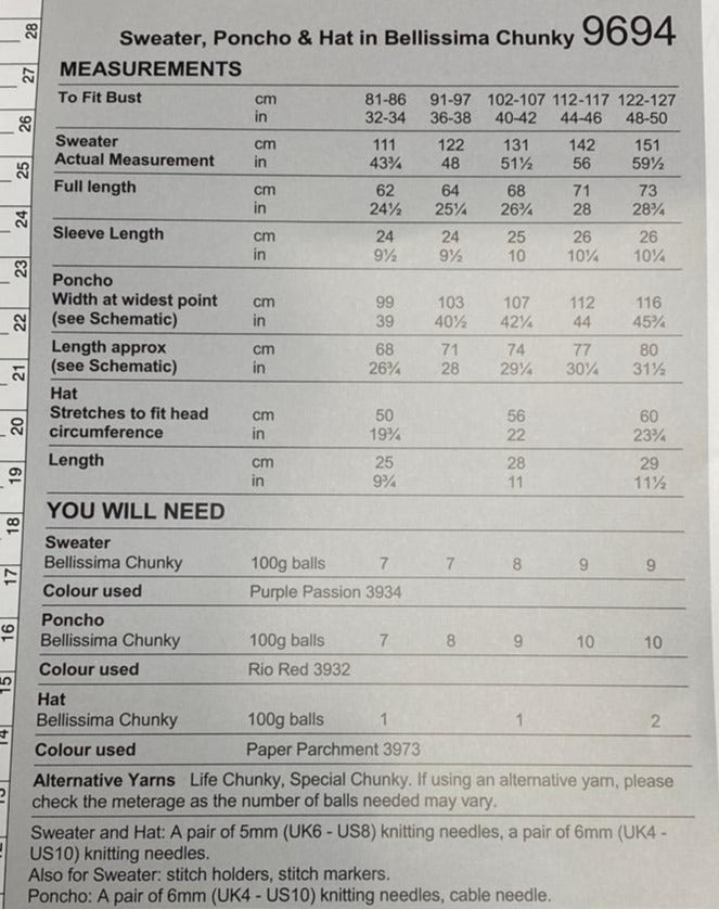 Sweater, Poncho & Hat in Bellissima Chunky (3 designs)