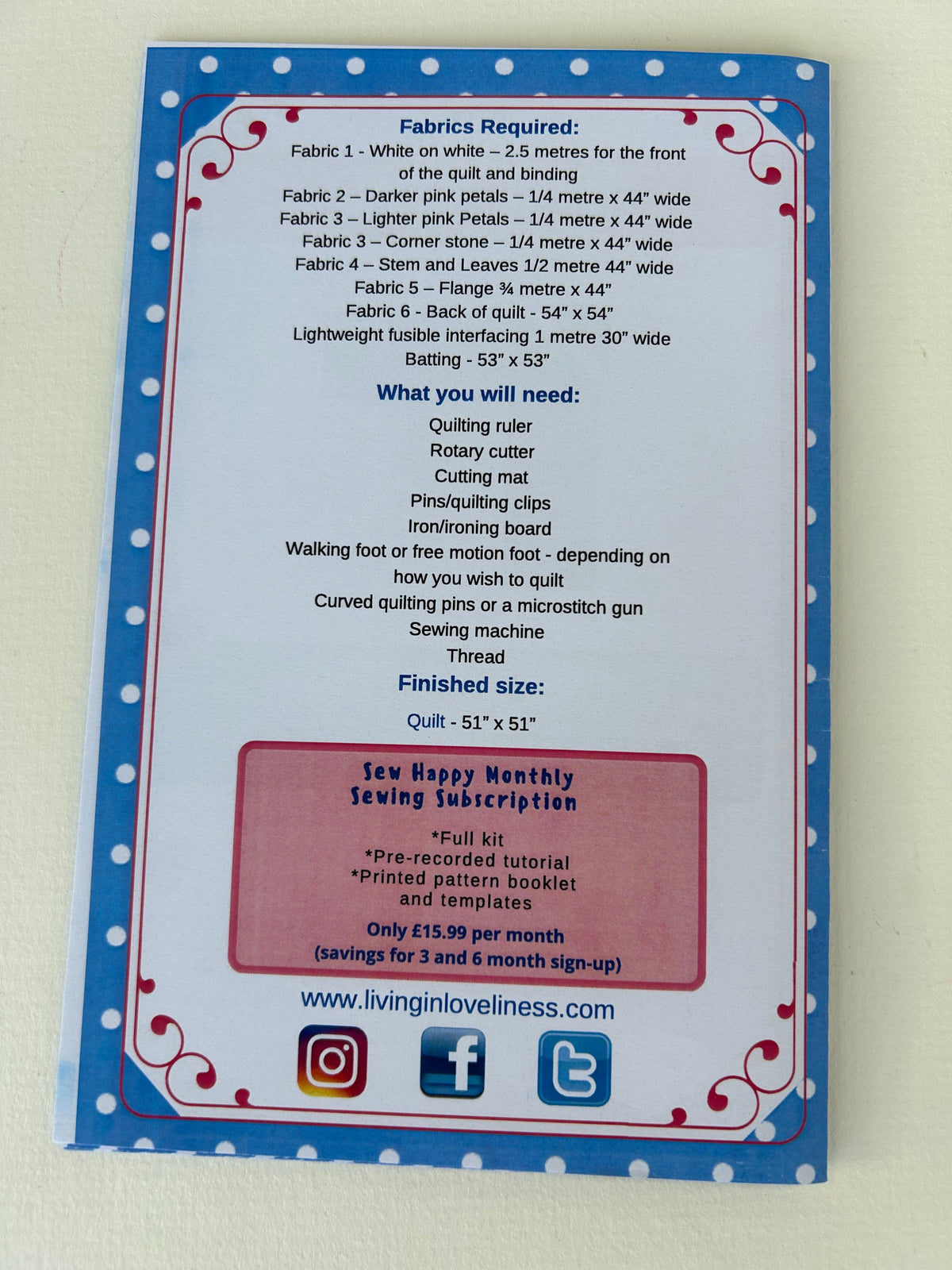 Living in Loveliness - Fleur Applique Quilt Pattern