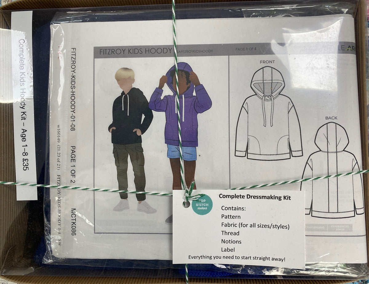 Style Arc - Children's Hoodie Pattern - Navy Blue Fleece Jersey