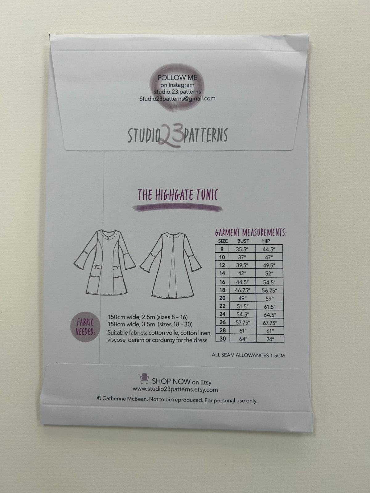 Studio 23 Patterns - The Highgate Tunic