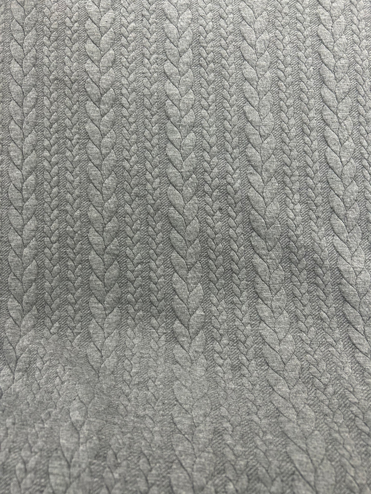 Cable Knit Jersey Fabric - Grey & Teal