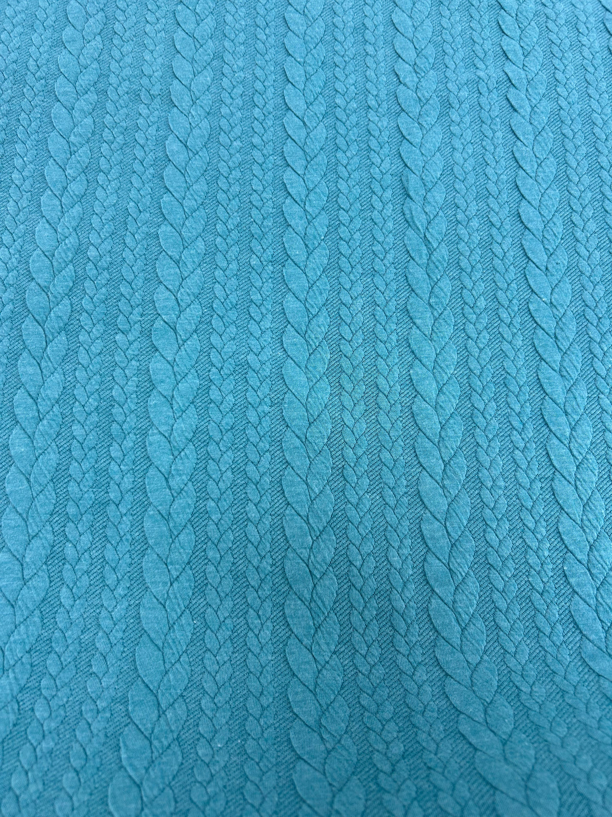 Cable Knit Jersey Fabric - Denim Blue