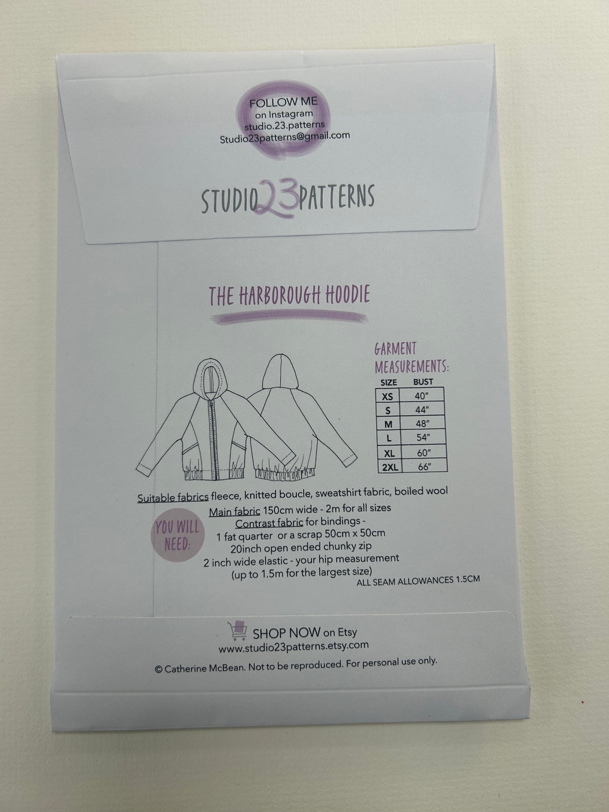 Studio 23 Patterns - The Harborough Hoodie (unisex)