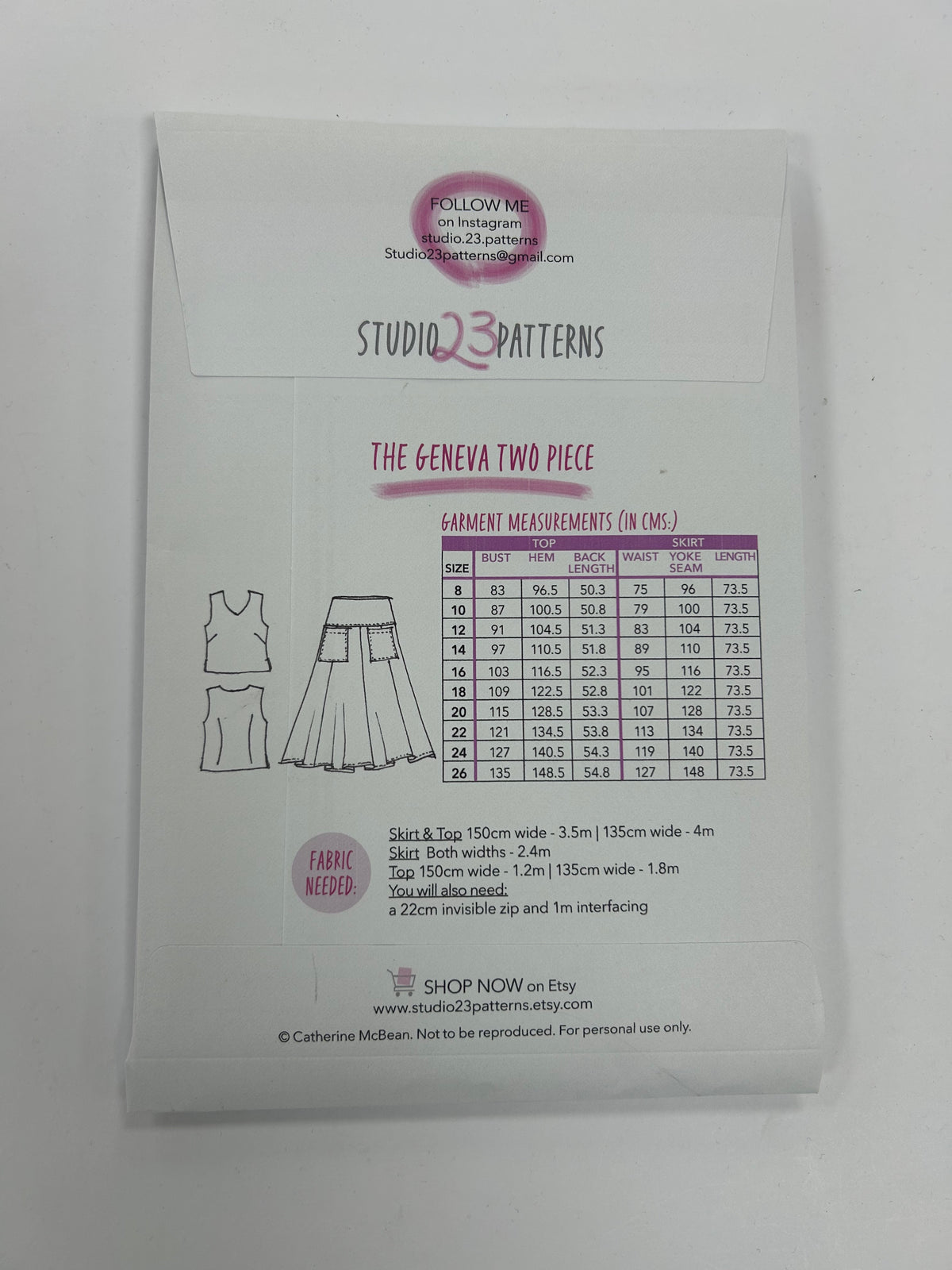 Studio 23 Patterns - The Geneva Two Piece