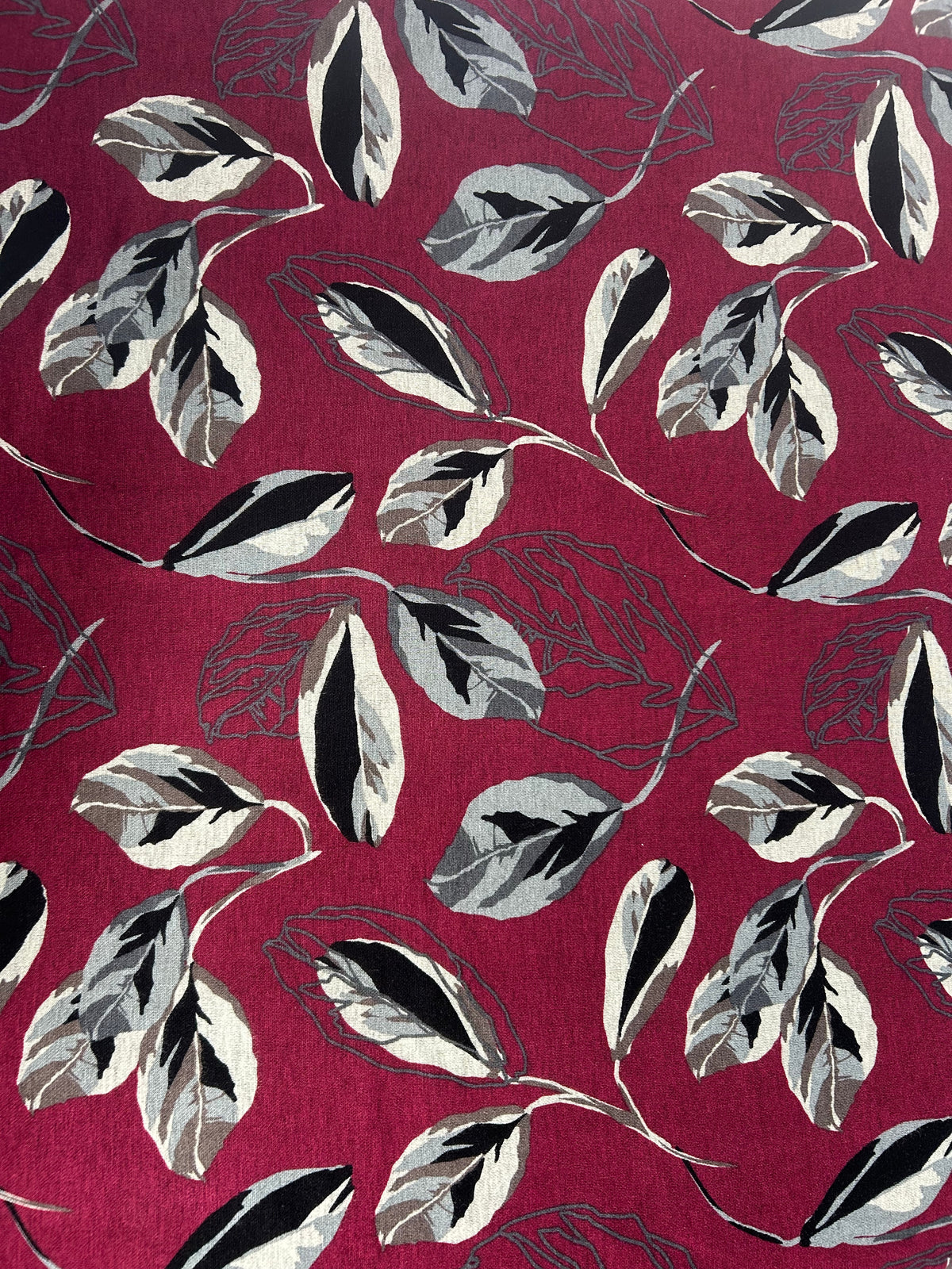 Burgundy Ponte Roma (Leaf Print)