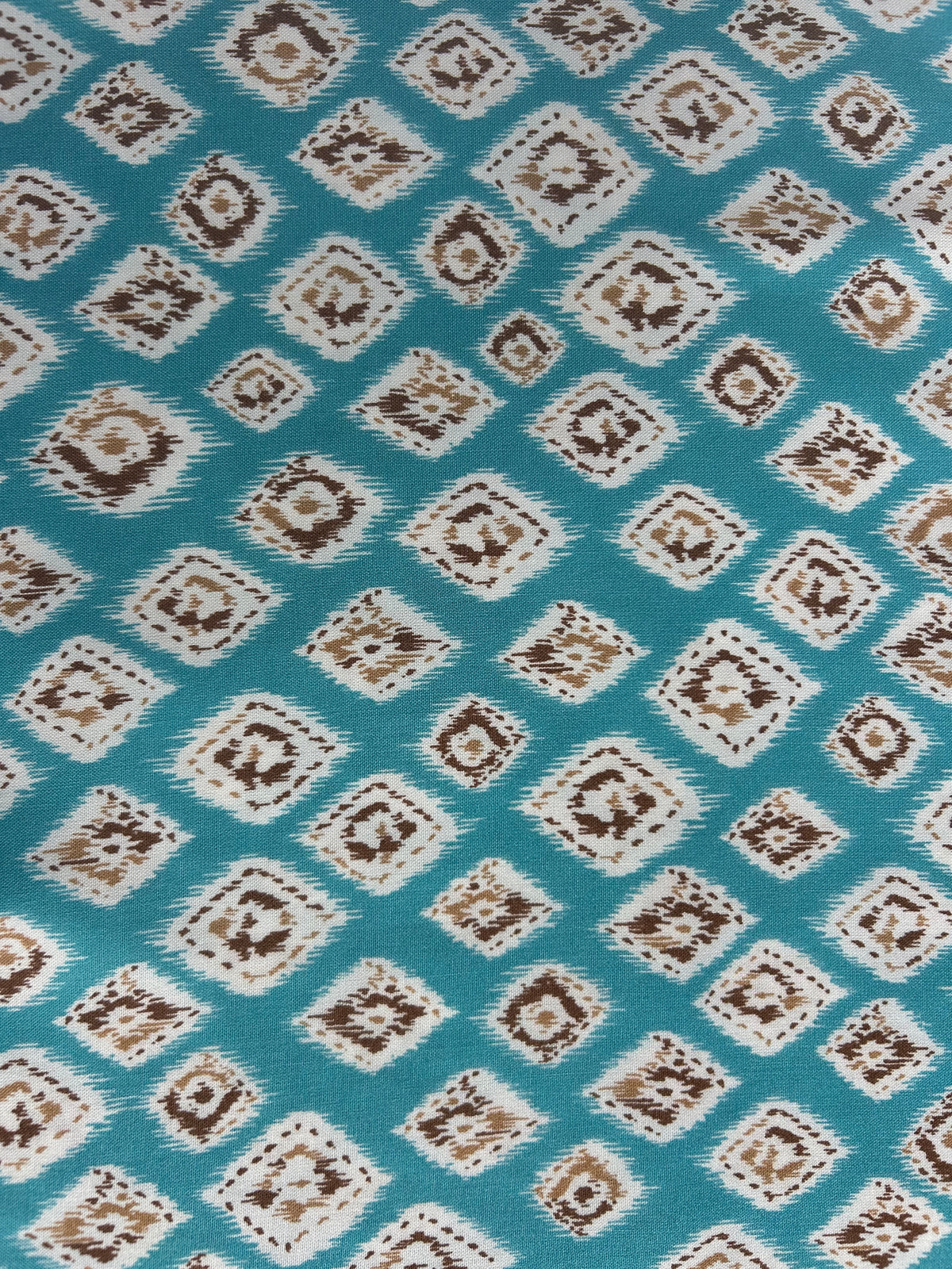 Viscose (Turquoise Ikat Style Print)