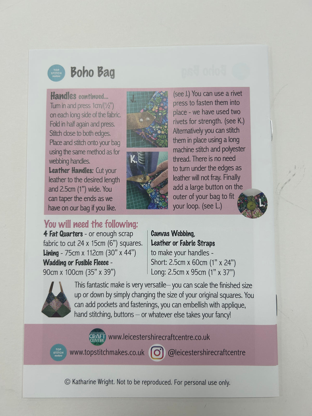 Boho Bag Making Pattern by Top Stitch Makes