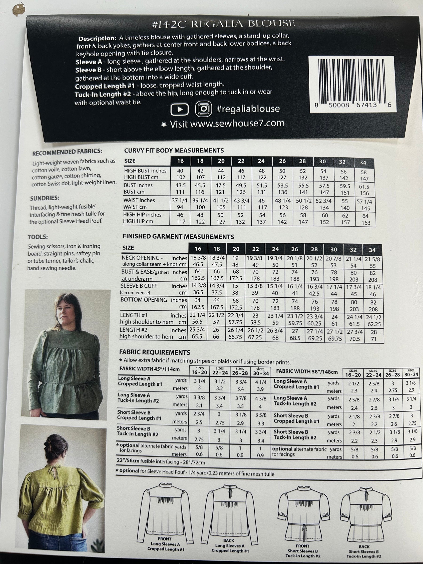 Sew House Seven, Regalia Blouse (#142C & #140)