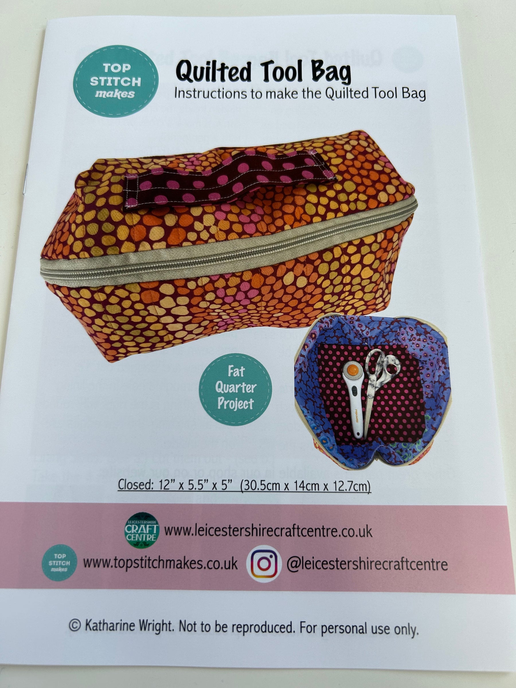 Quilted Tool Bag Pattern by Top Stitch Makes (PDF Download)