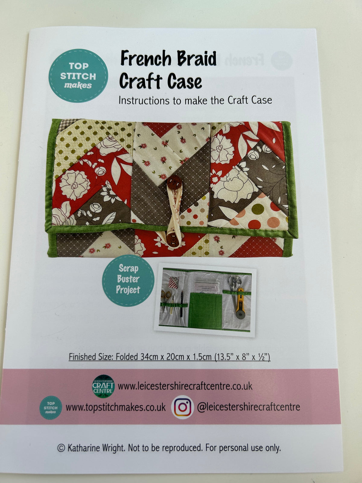 French Braid Craft Case Pattern by Top Stitch Makes (PDF Download)