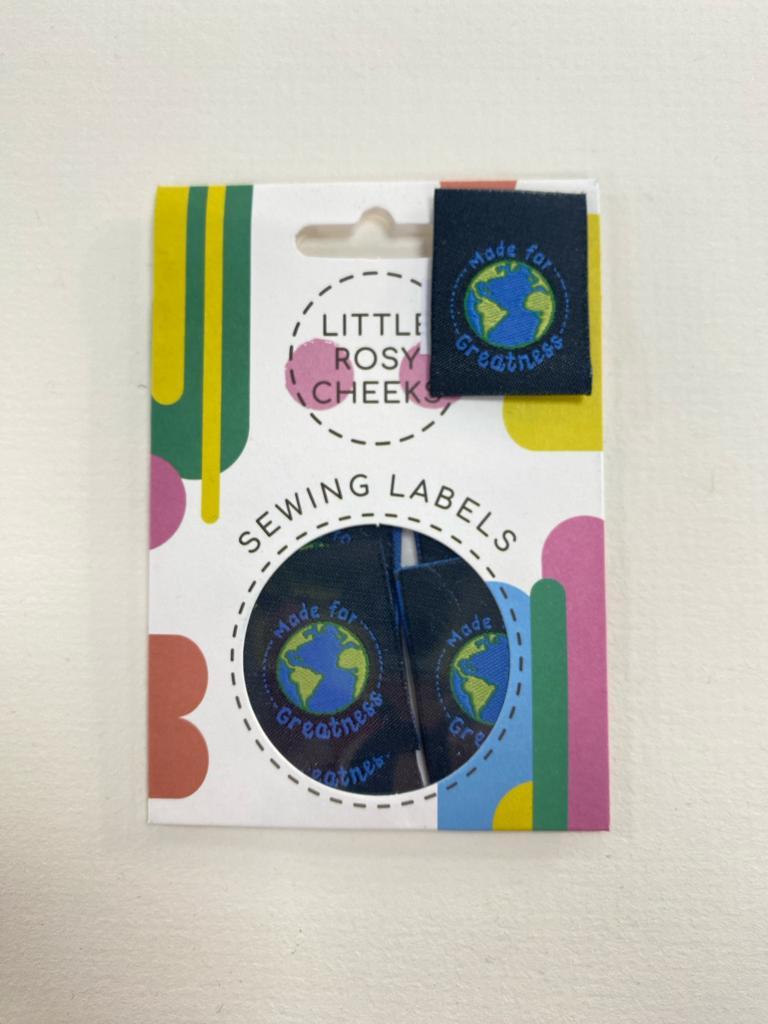Little Rosy Cheeks Sewing Labels x 6 - 'Made for Greatness'