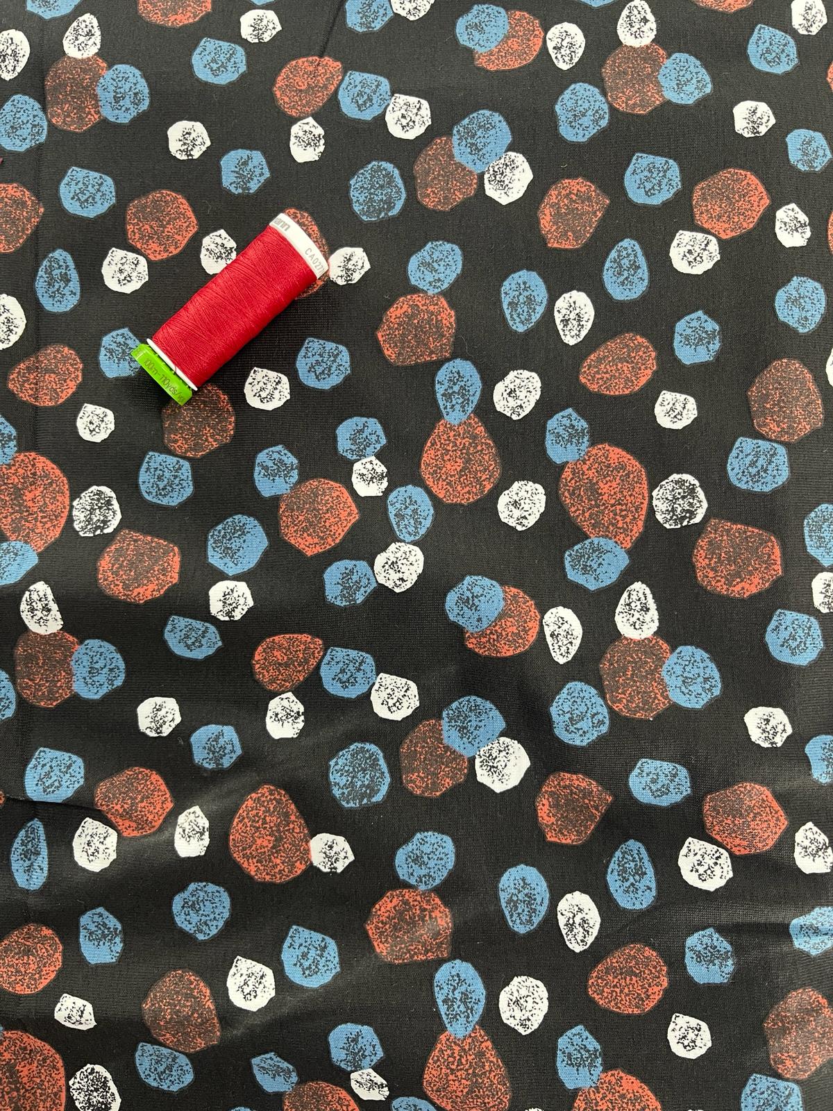 Black with large irregular spots - Light weight Jersey