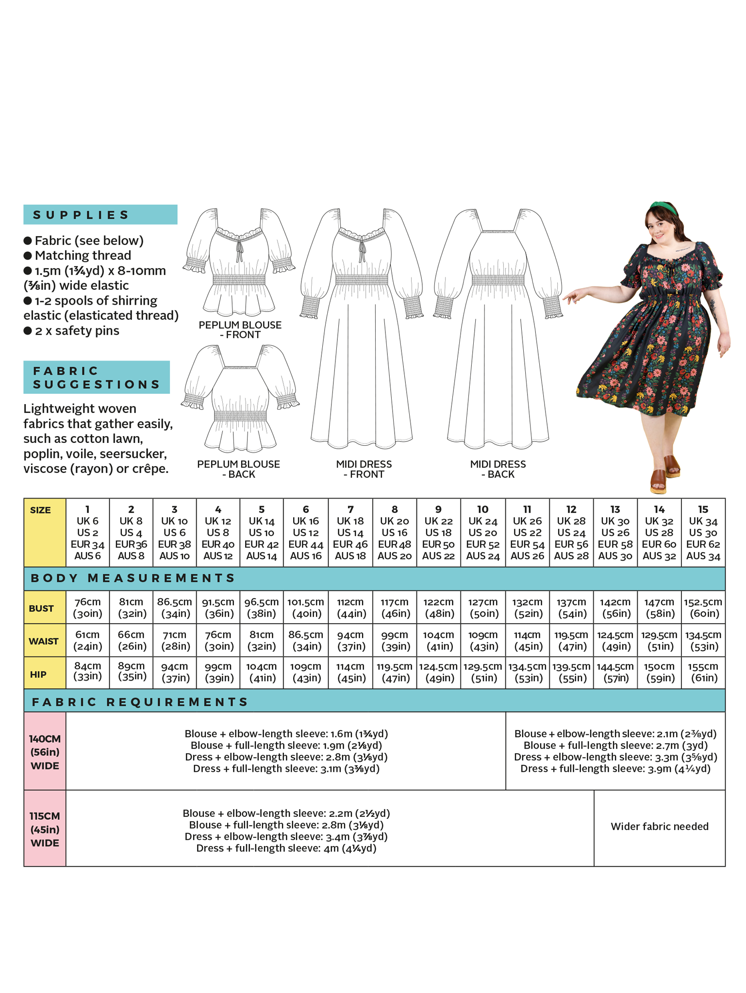 Tilly and the Buttons - Mabel - Midi Dress or Peplum Blouse (No 1041)
