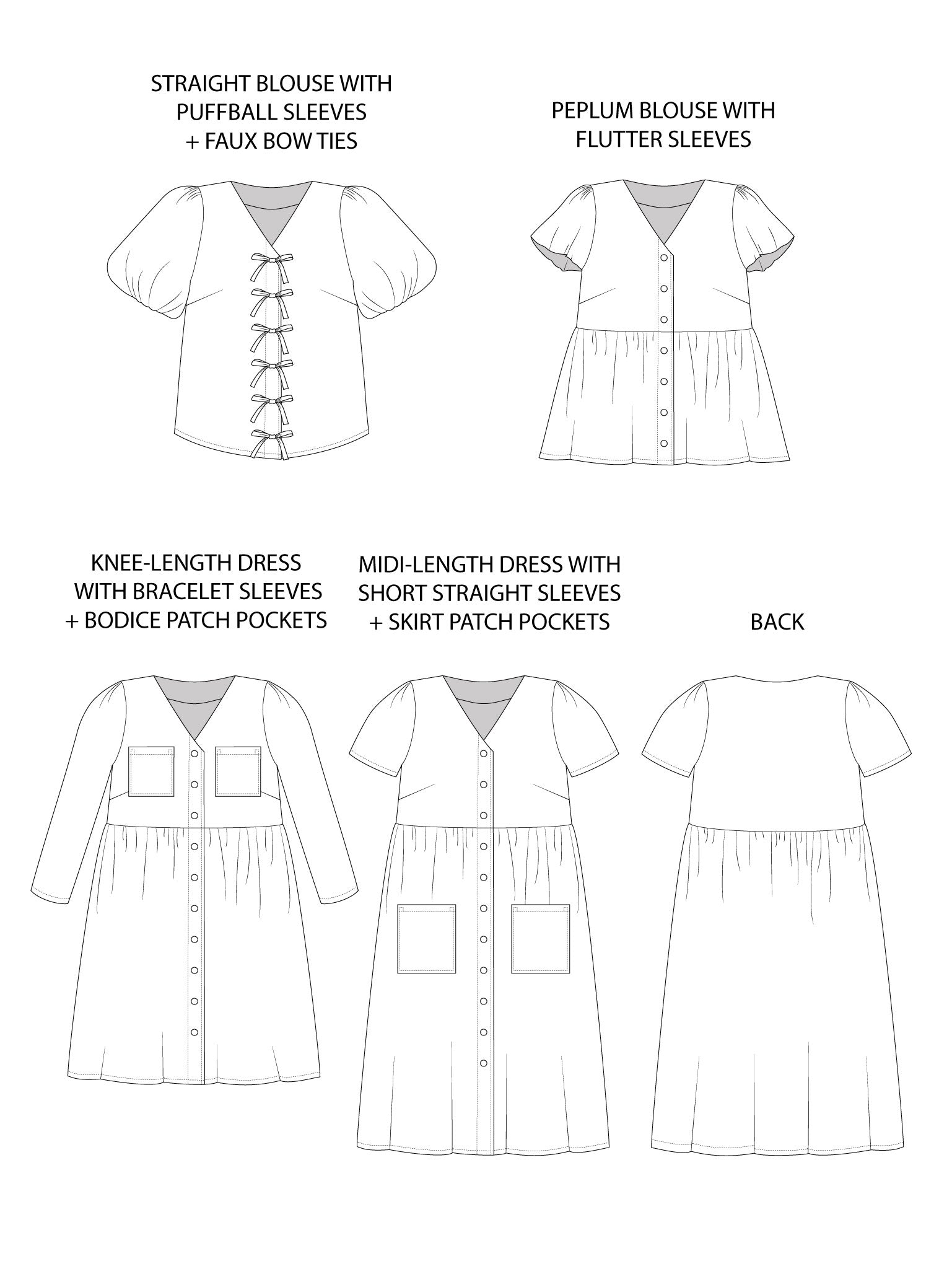 Tilly and the Buttons - Nell - Mix 'n' Match Blouse & Dress (No 1045)