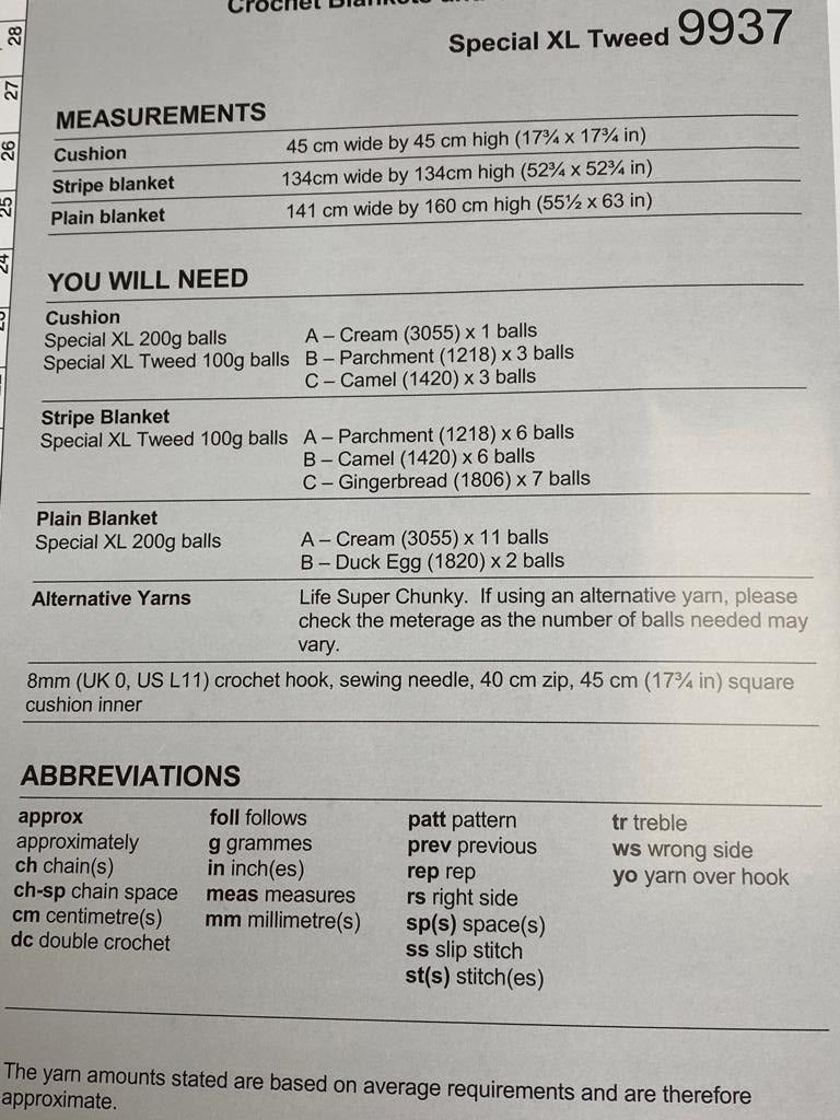 Crochet Blankets & Cushion in Pattern Special XL & Special XL Tweed (3 easy designs)