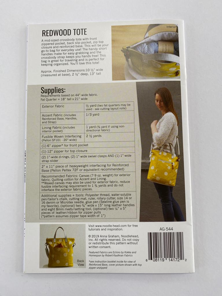 Redwood Tote Bag Making Pattern by Noodlehead.