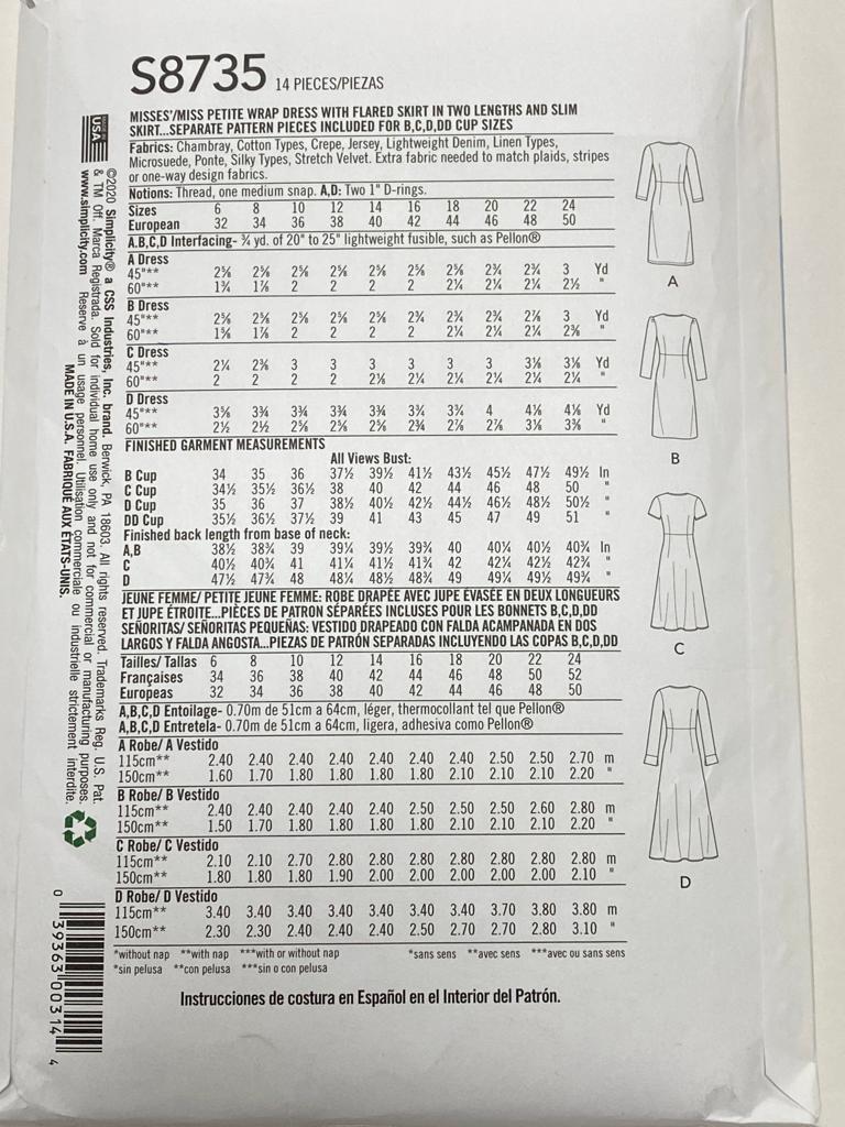 Simplicity S8735 - Wrap Dress with Flared Skirt