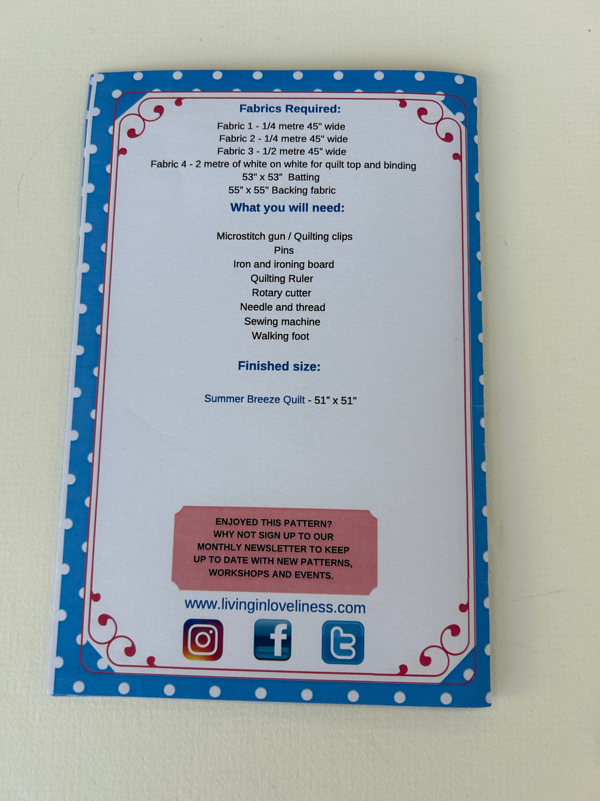 Living in Loveliness - Summer Breeze Quilt Pattern