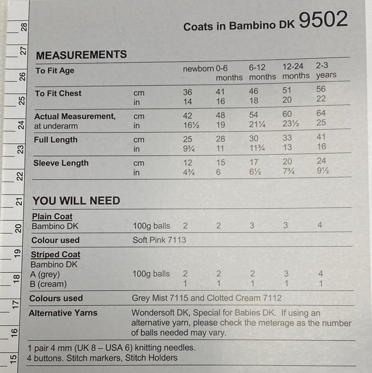Children's Coats Knitting Pattern in Bambino DK (2 designs)