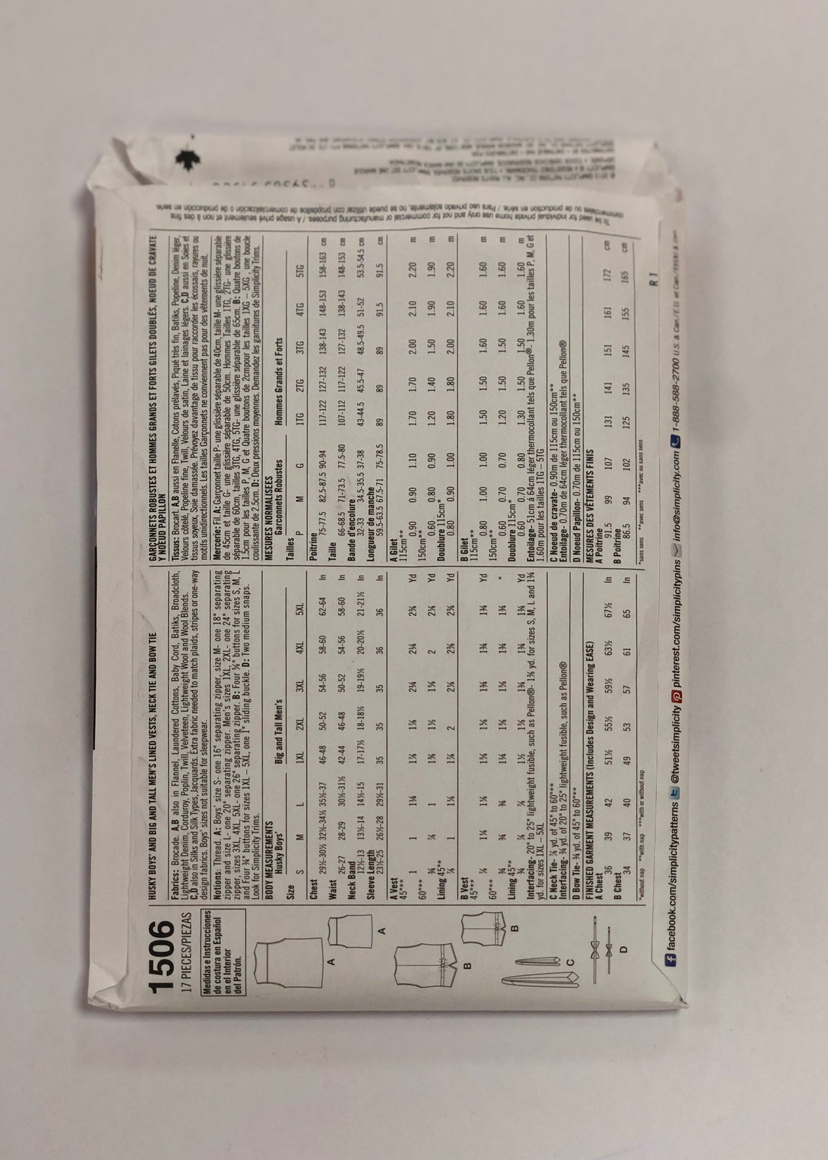 Simplicity S1506 - Waistcoat Pattern