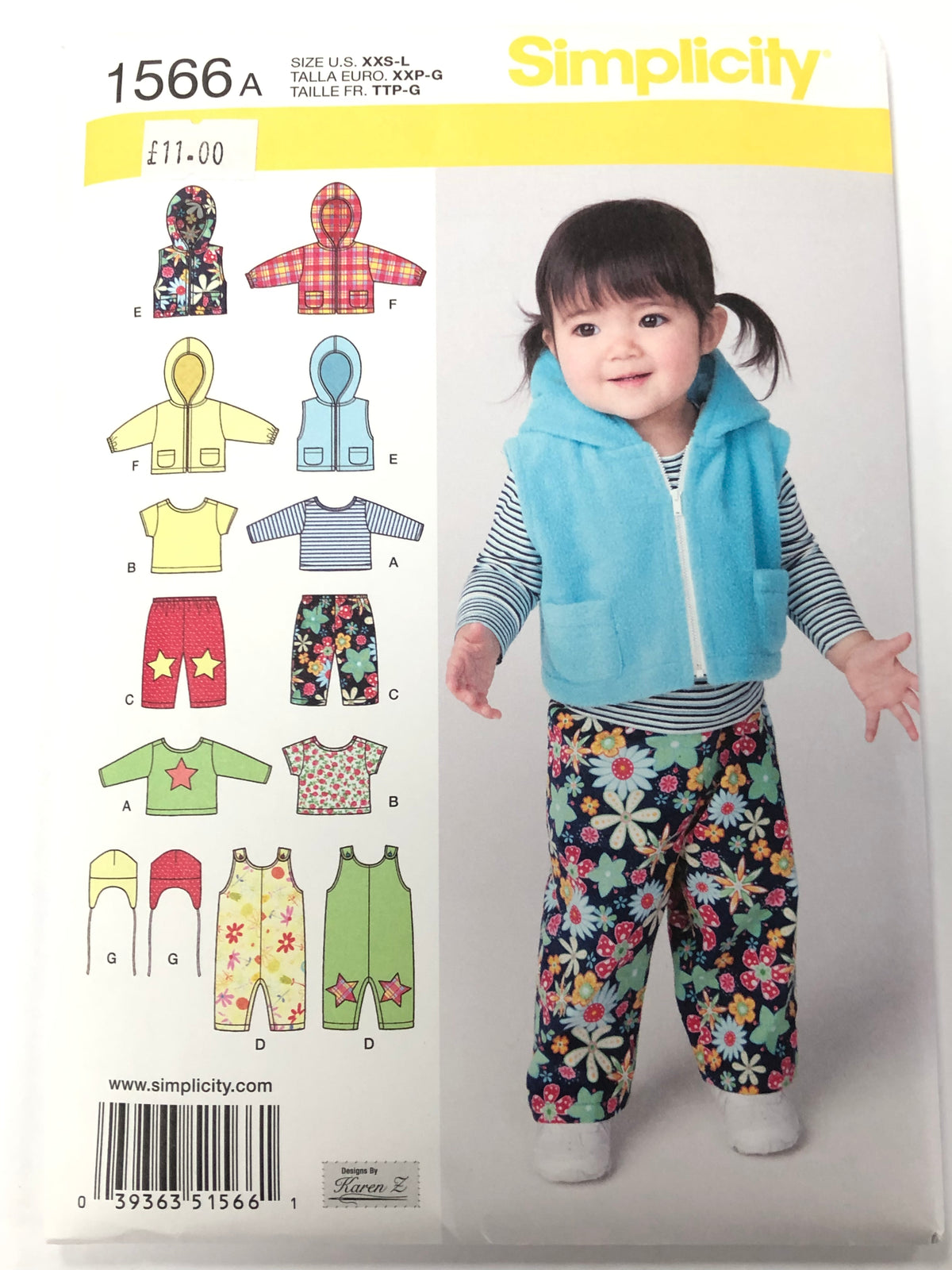 Simplicity S1566 - Baby Dungarees, Tops, Fleeces and Bibs