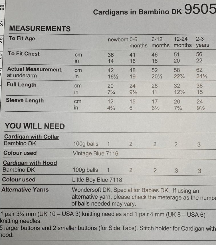 Children's Cardigan Knitting Pattern in Bambino DK (2 designs)