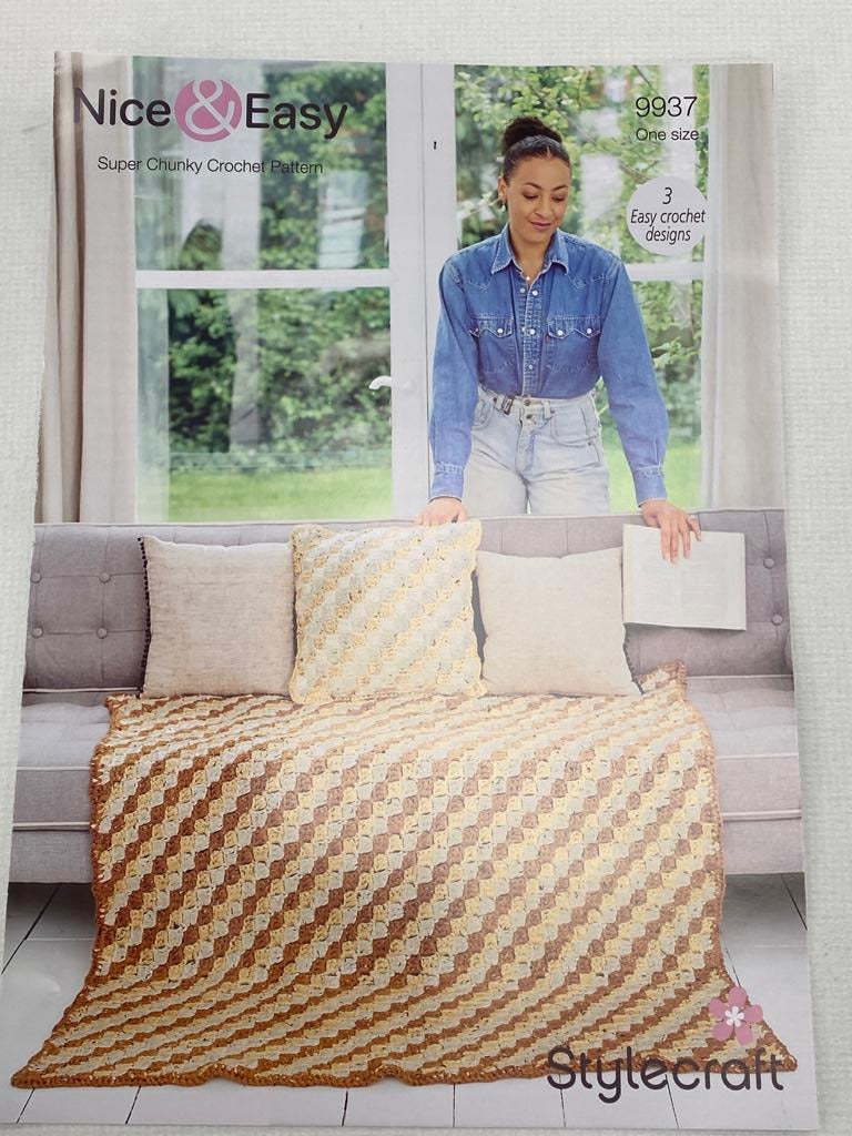 Crochet Blankets & Cushion in Special XL & Special XL Tweed (3 easy designs)