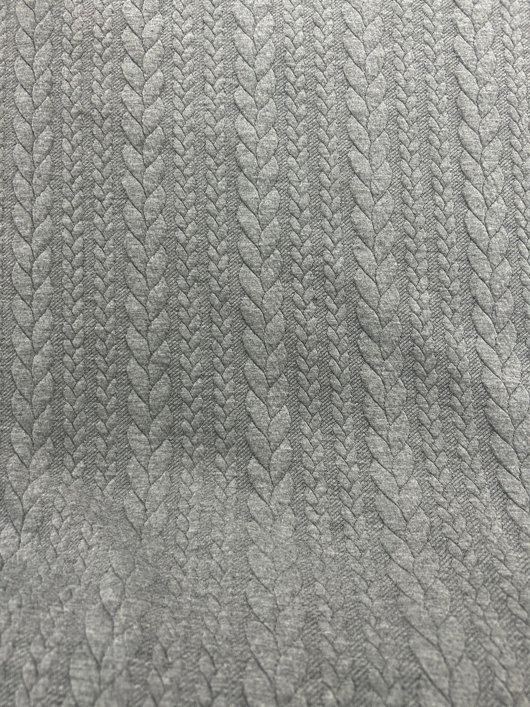 Cable Knit Jersey Fabric - Denim Blue & Grey