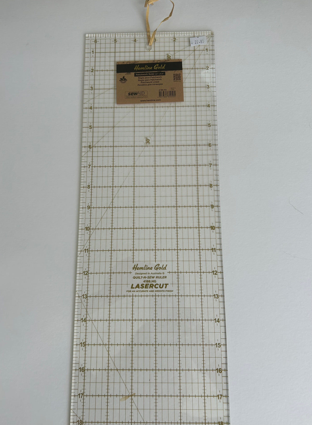 Hemline Gold Patchwork Ruler - Size 24" x 6.5"