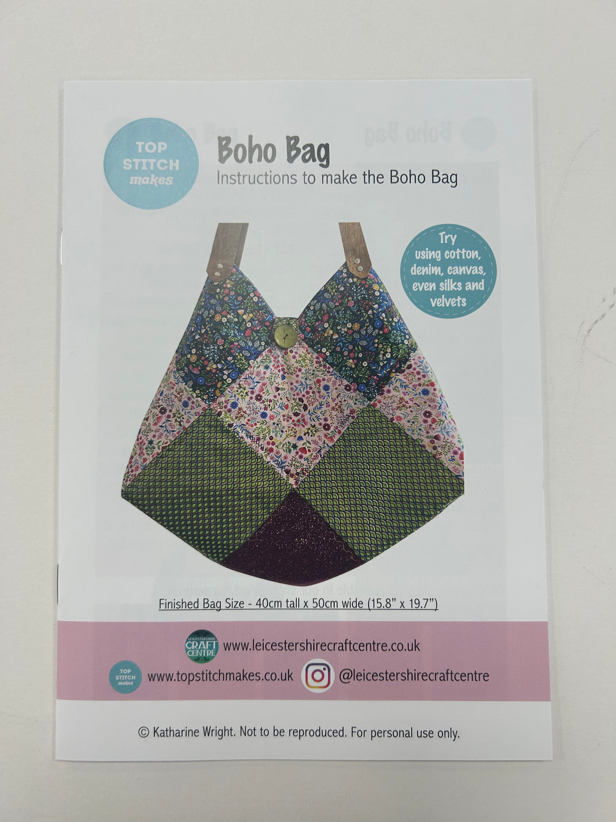Boho Bag Making Pattern by Top Stitch Makes (PDF Download)