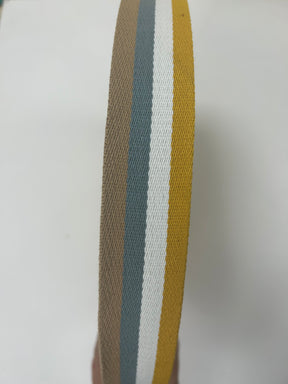 Stripe Webbing by Dookkii (38mm) (Mustard/Grey or Blues/Natural)