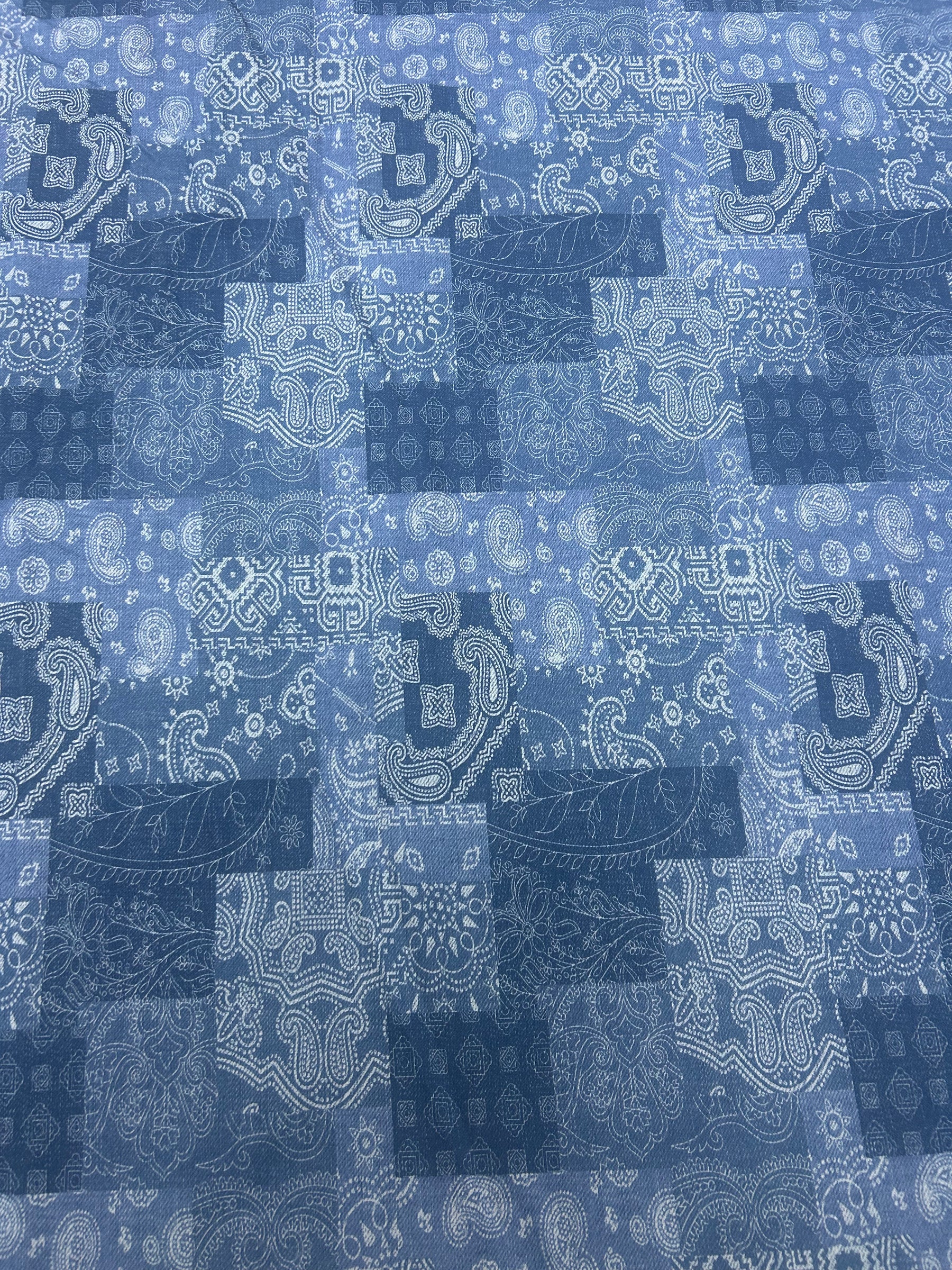 Cotton denim style print (Butterfly & Patchwork)