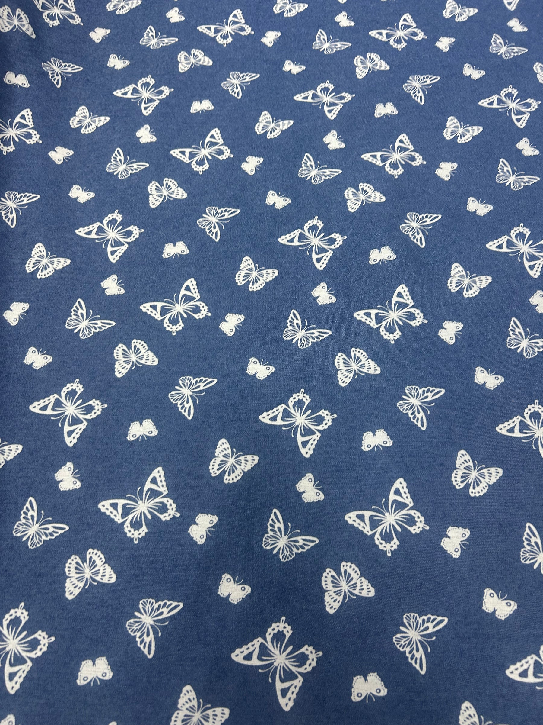 Cotton denim style print (Butterfly & Patchwork)