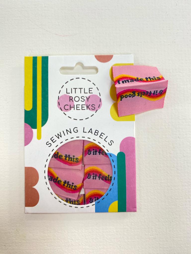 Little Rosy Cheeks Sewing Labels x 6  - 'I made this and it feels good'