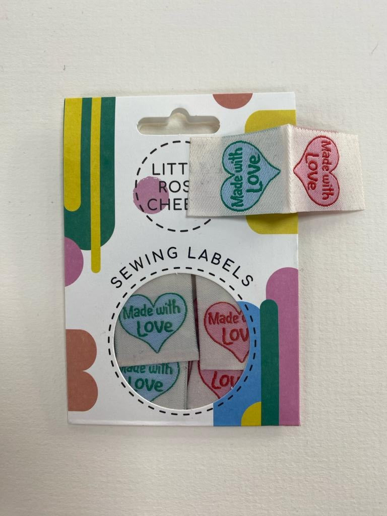 Little Rosy Cheeks Sewing Labels x 6  - 'Made with Love'