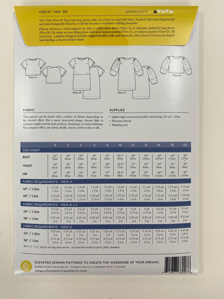 Closet Core Patterns, Cielo Top & Dress (No 20)