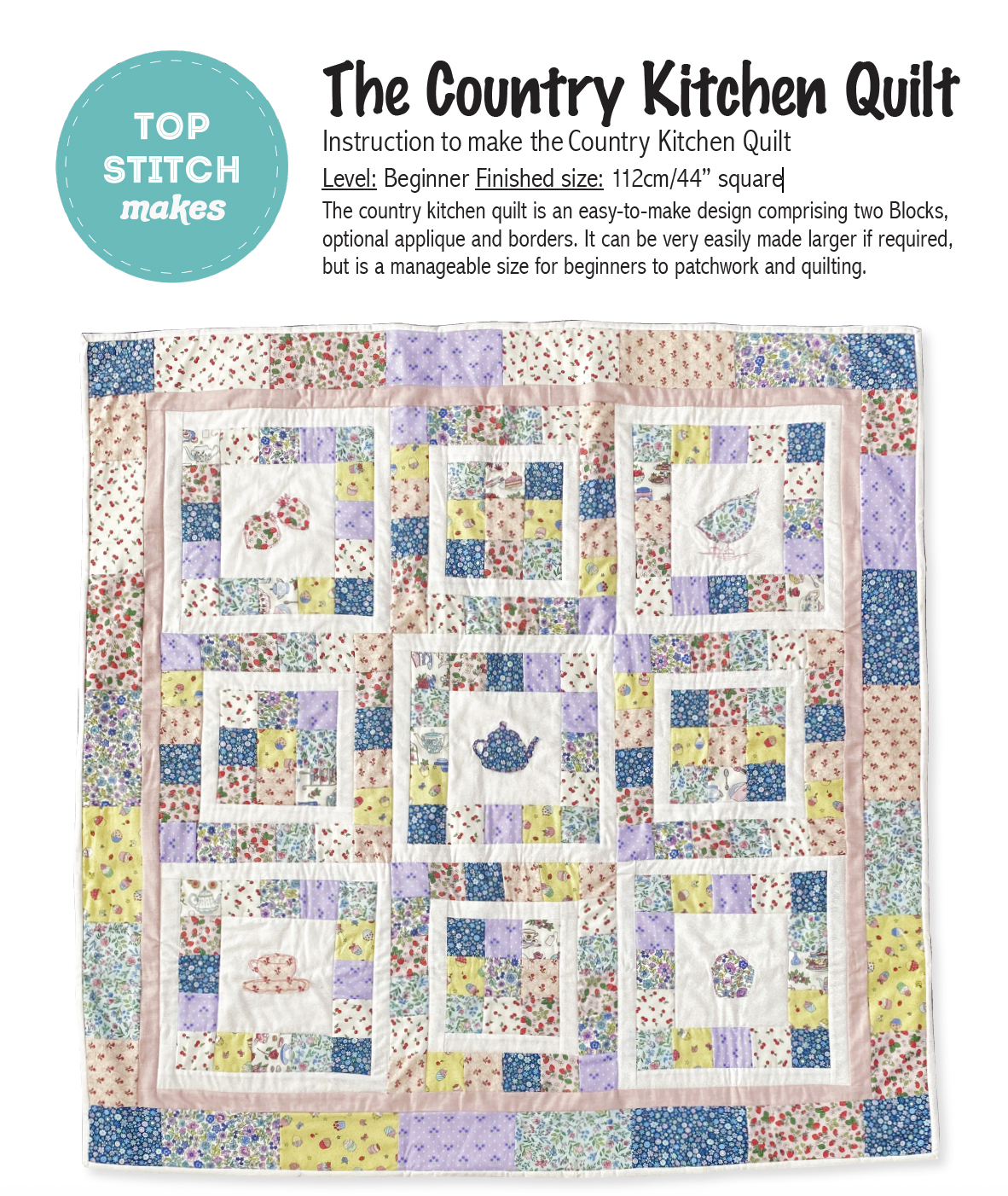 Top Stitch Makes - Country Kitchen Quilt  - PDF Download