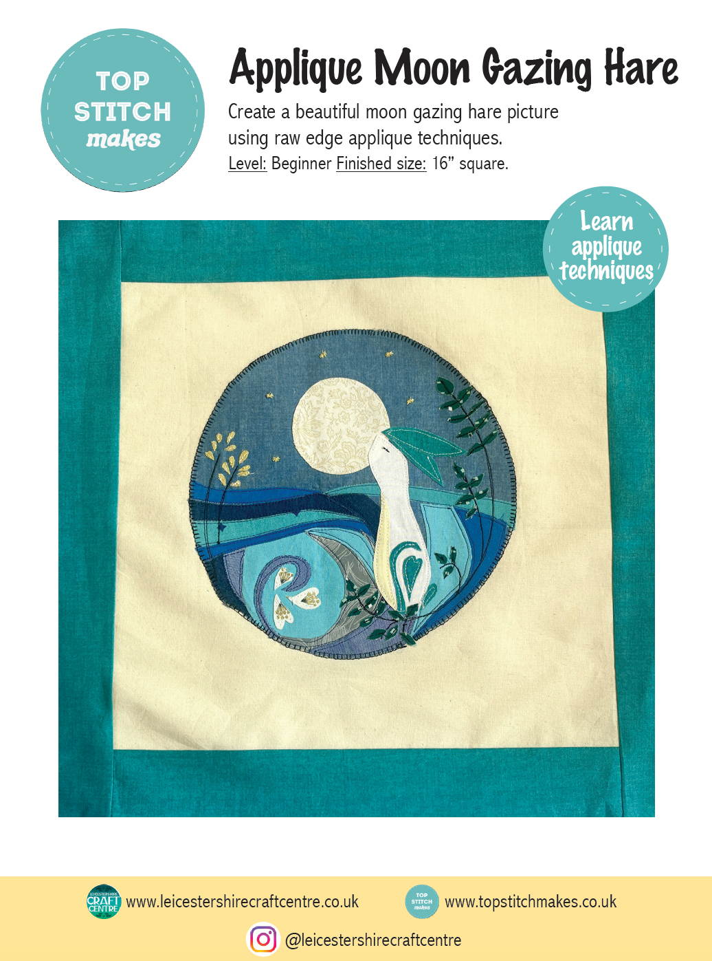 Top Stitch Makes - Applique Moon Gazing Hare