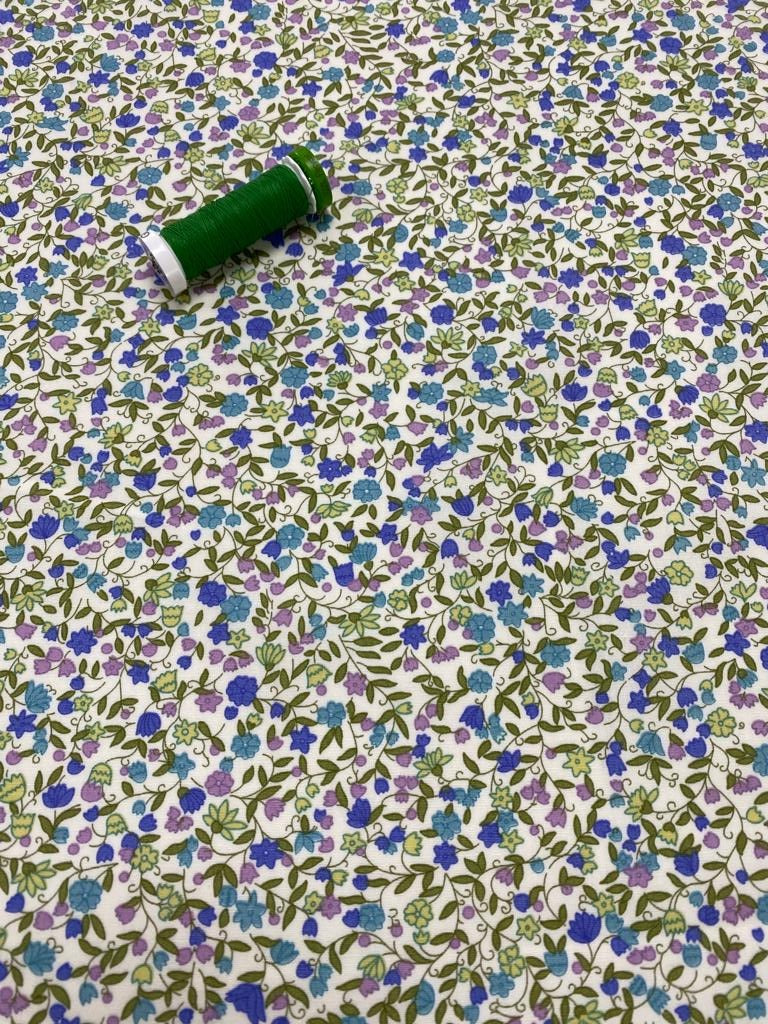 Floral Cotton Poplin (Blue & Green)