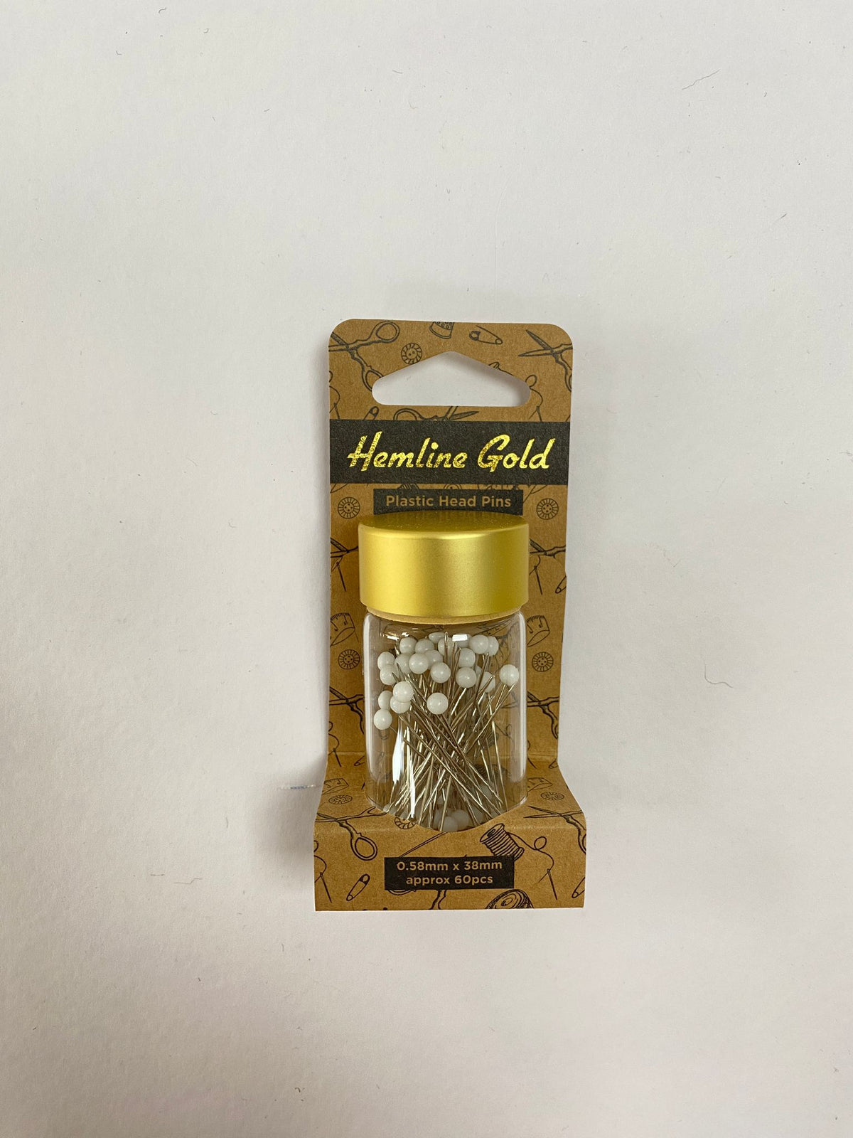 Hemline Gold Plastic Head Pins