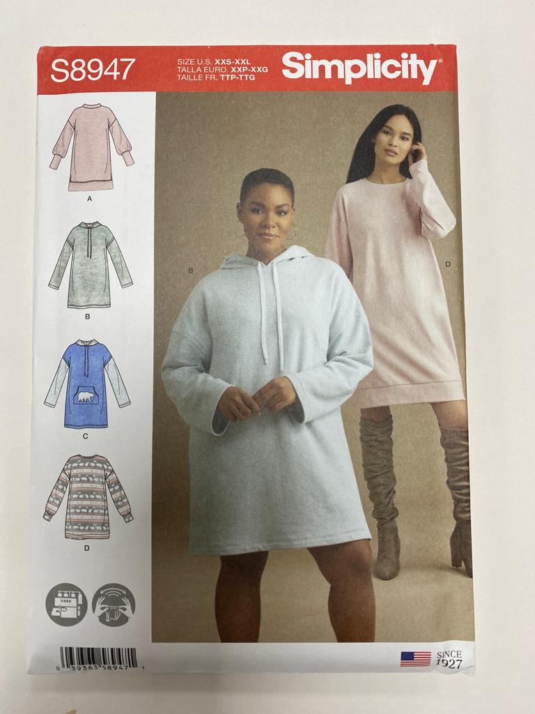 Simplicity S8947 - Knit Sweatshirt Dresses
