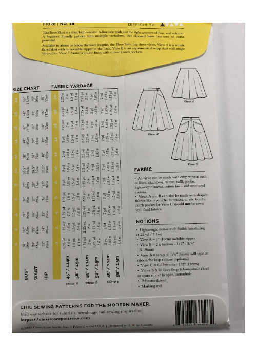 Closet Core Pattern - Fiore Skirt