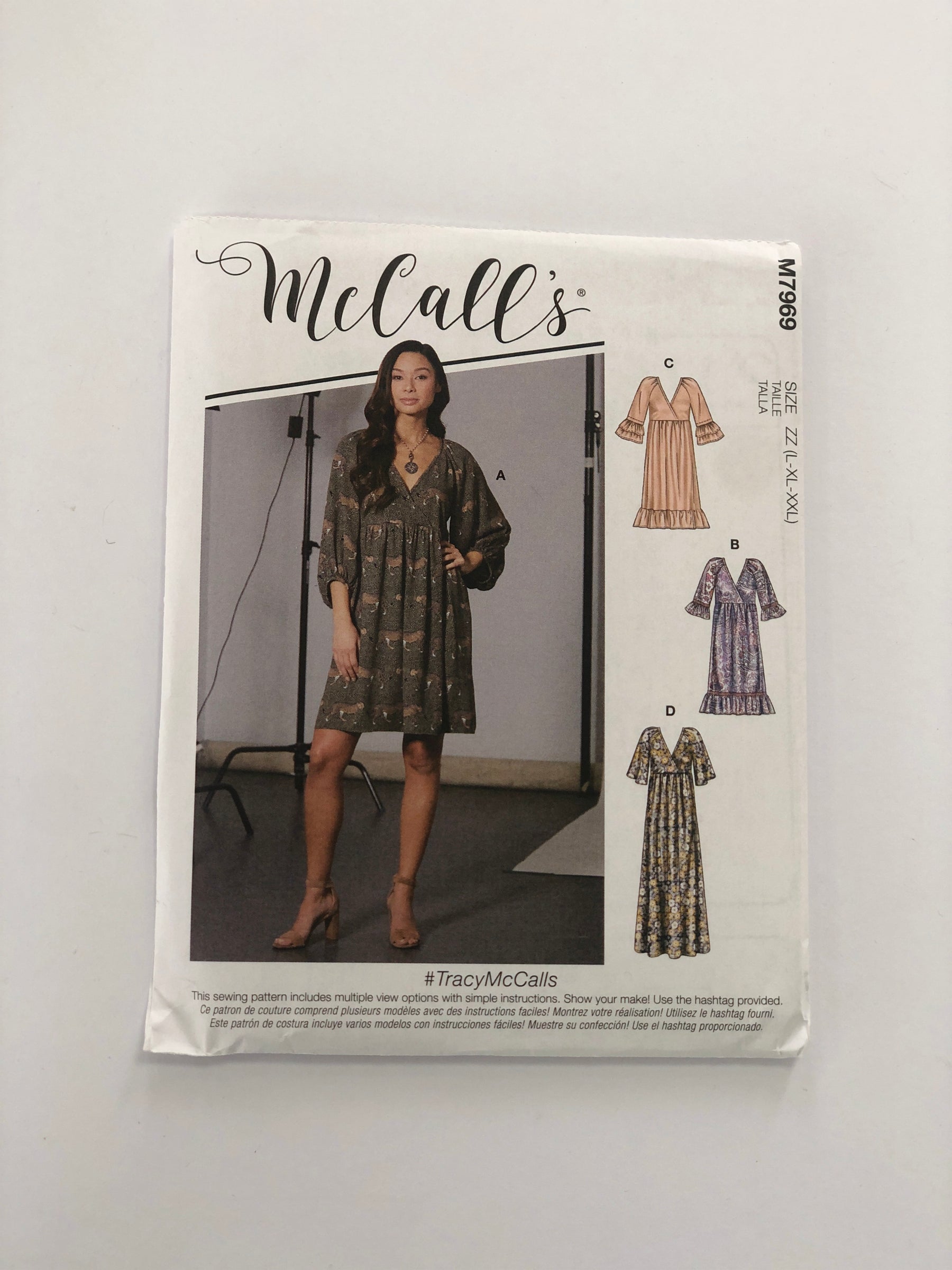 McCall's M7969 - Mock Wrap Dress with Puff Sleeves