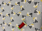 Grey Linen/Cotton Blend with Robins